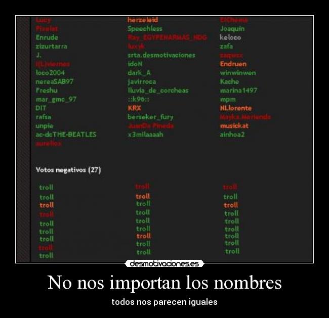 No nos importan los nombres -
