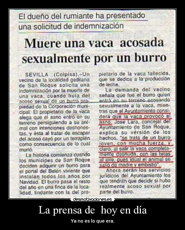 La prensa de hoy en día - Ya no es lo que era.