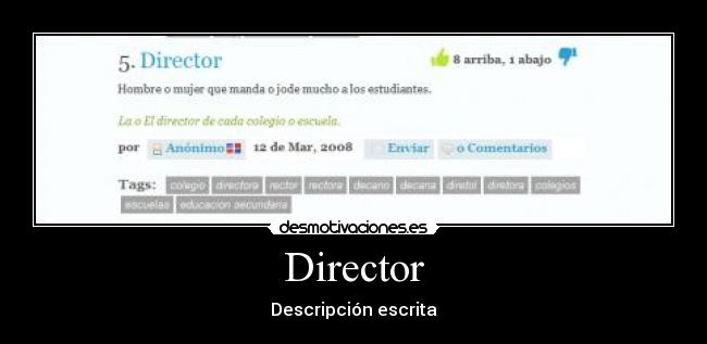 Director - Descripción escrita