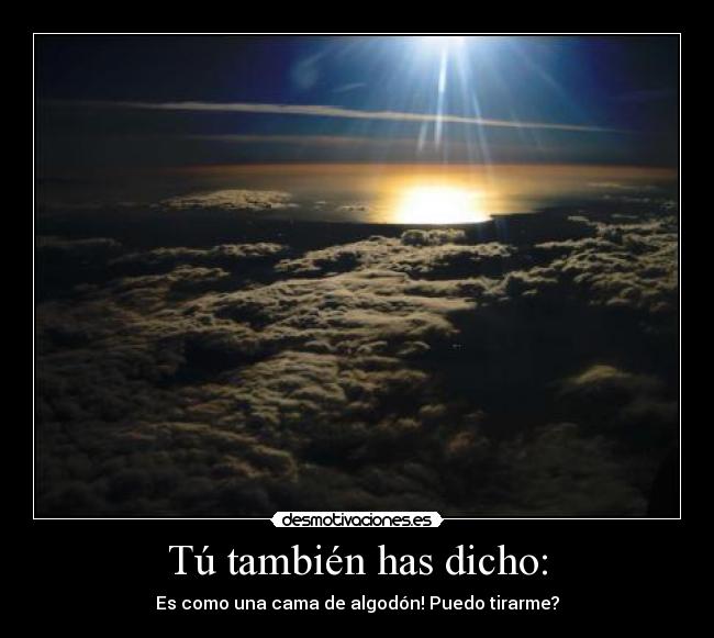 Tú también has dicho: - Es como una cama de algodón! Puedo tirarme?