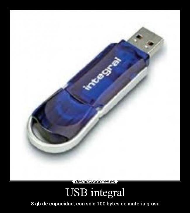 USB integral - 8 gb de capacidad, con sólo 100 bytes de materia grasa