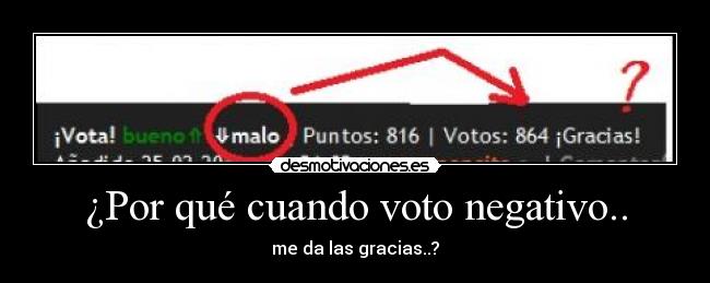 ¿Por qué cuando voto negativo.. - me da las gracias..?