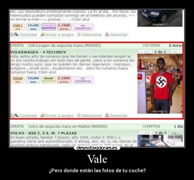 Vale - ¿Pero donde están las fotos de tu coche?