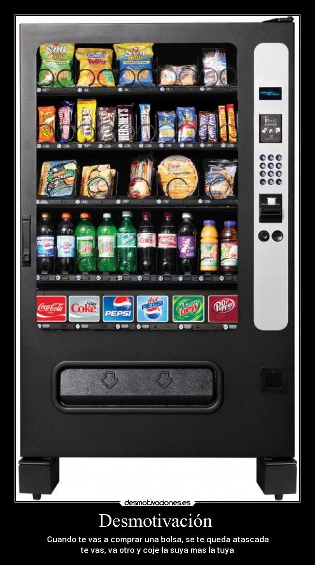 Desmotivación  - Cuando te vas a comprar una bolsa, se te queda atascada
te vas, va otro y coje la suya mas la tuya