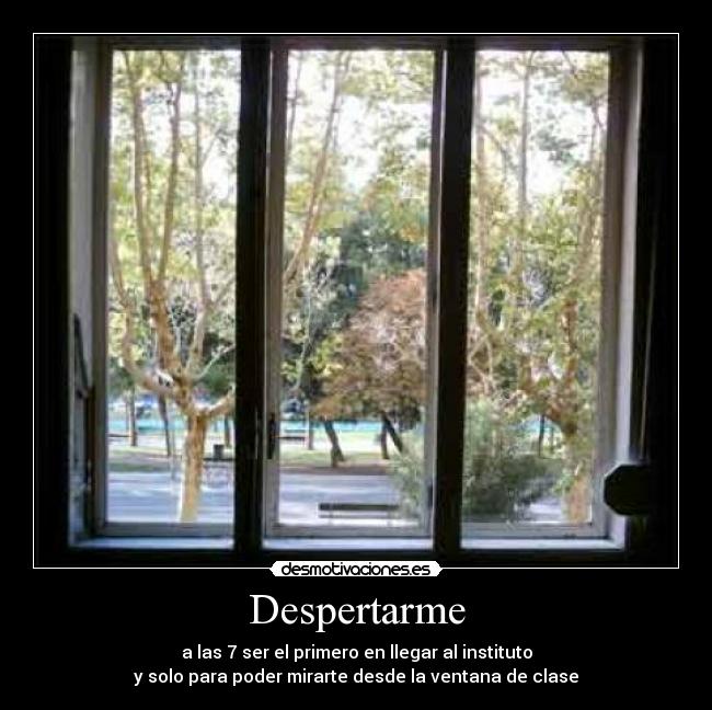 Despertarme - a las 7 ser el primero en llegar al instituto
y solo para poder mirarte desde la ventana de clase