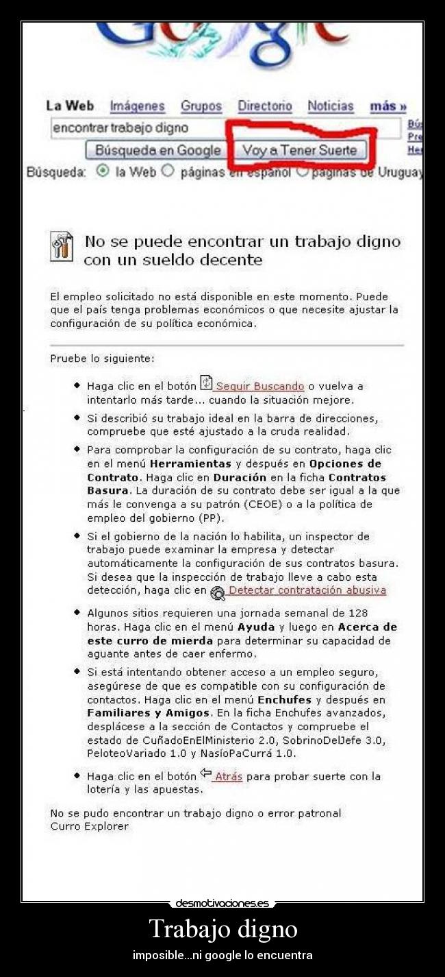 Trabajo digno - imposible...ni google lo encuentra