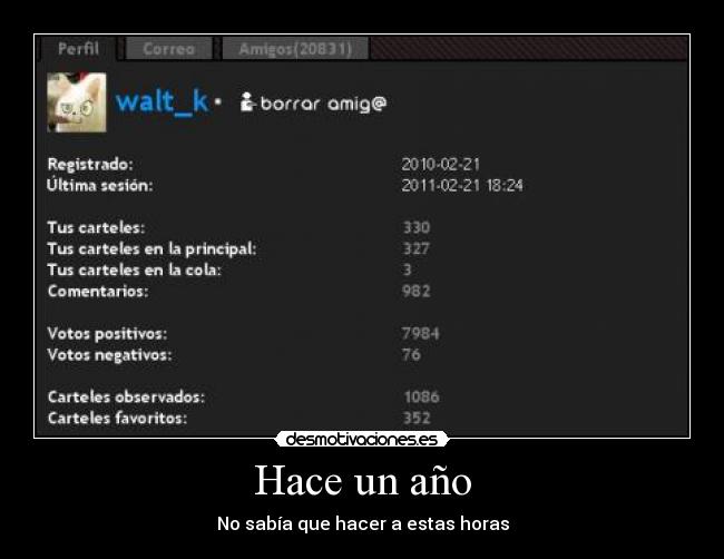 Hace un año - No sabía que hacer a estas horas