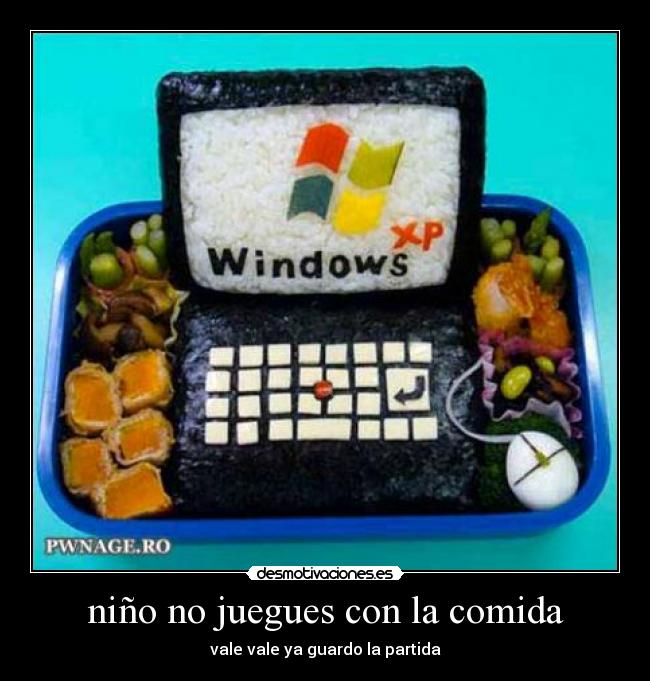 niño no juegues con la comida - vale vale ya guardo la partida