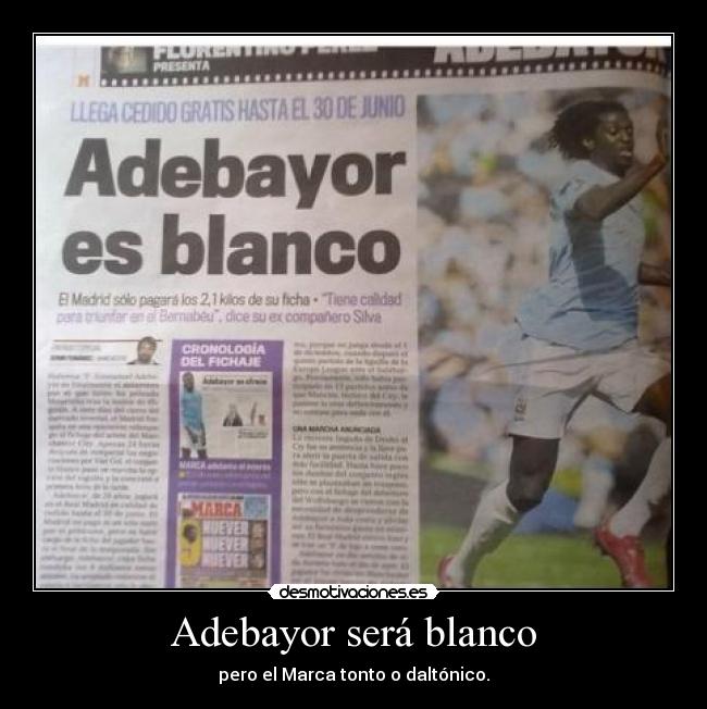 Adebayor será blanco -