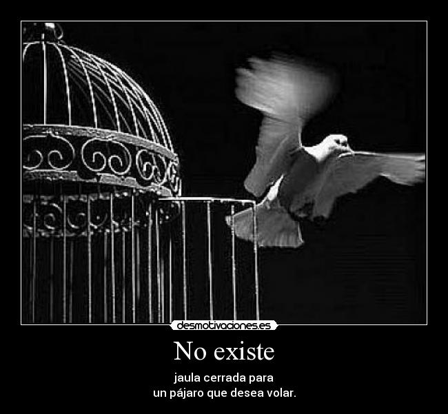 No existe - jaula cerrada para
un pájaro que desea volar.