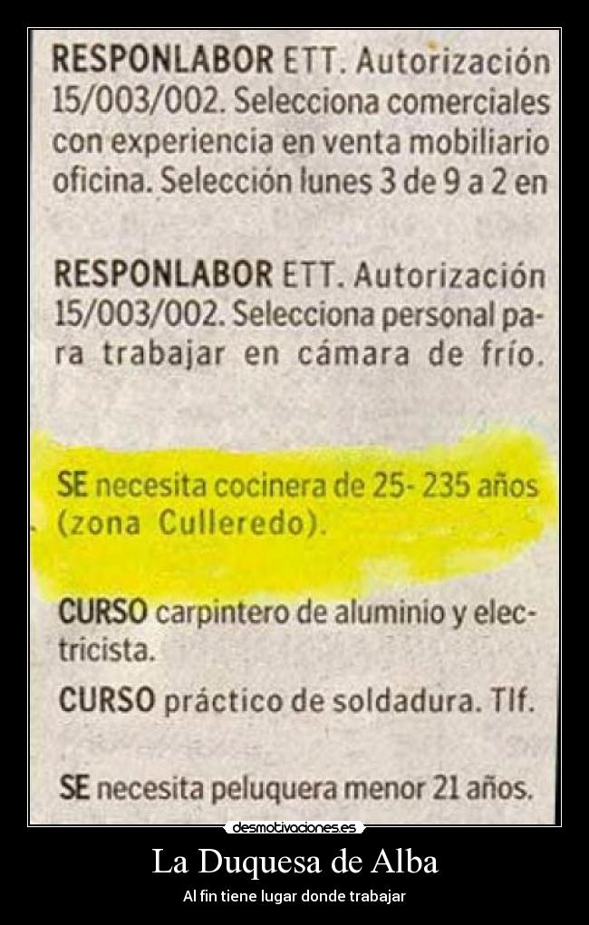 La Duquesa de Alba - Al fin tiene lugar donde trabajar