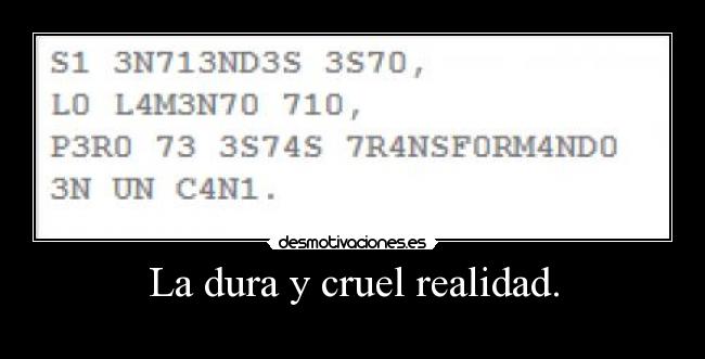 La dura y cruel realidad. -