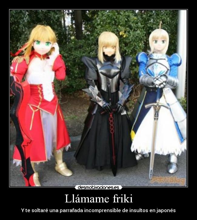 carteles llamame friki lucy cosplay japones parrafada insultos desmotivaciones