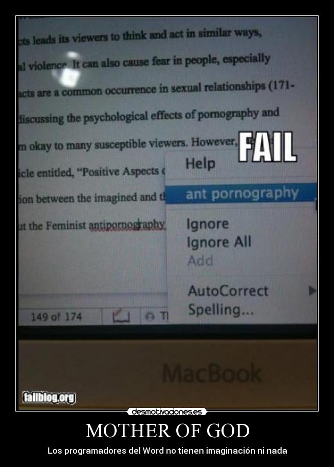 MOTHER OF GOD - Los programadores del Word no tienen imaginación ni nada