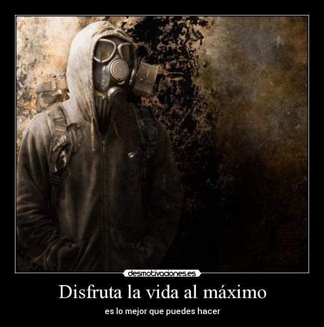 carteles vida disfrutar vida muerte mascara gas desmotivaciones