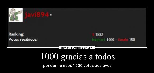1000 gracias a todos - por darme esos 1000 votos positivos