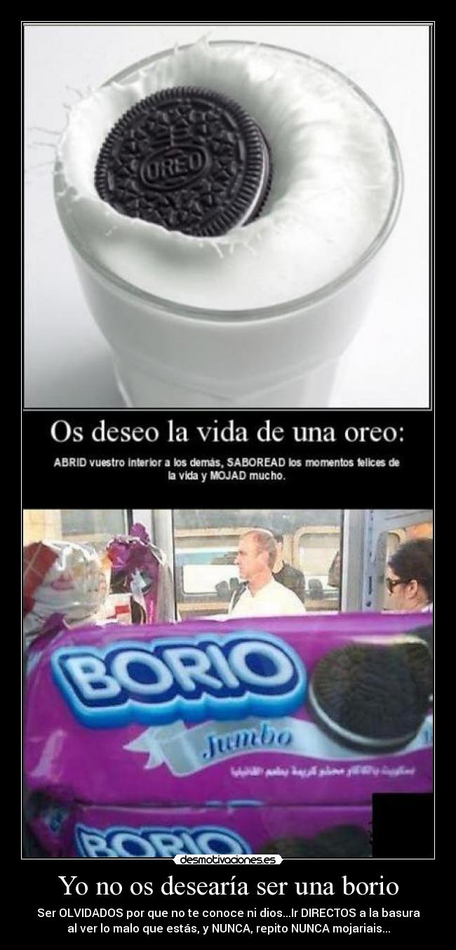 Yo no os desearía ser una borio -