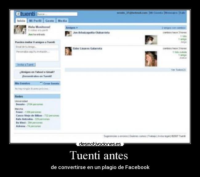 Tuenti antes  - de convertirse en un plagio de Facebook