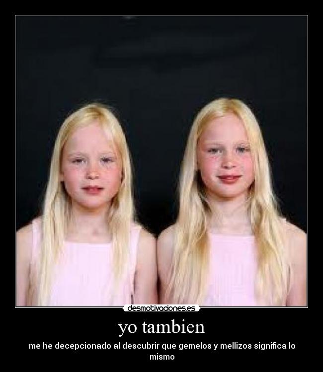 yo tambien - me he decepcionado al descubrir que gemelos y mellizos significa lo mismo