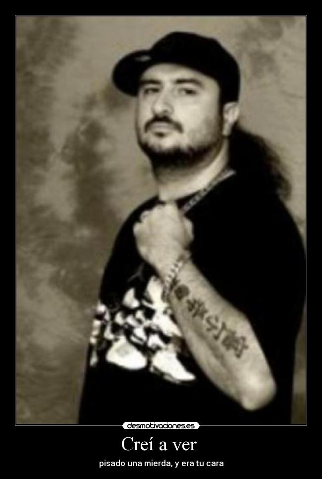 Creí a ver - pisado una mierda, y era tu cara