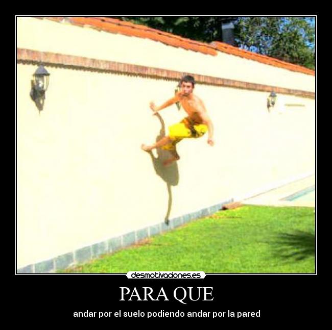 PARA QUE - andar por el suelo podiendo andar por la pared