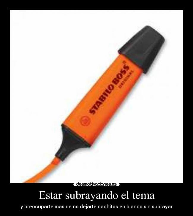 Estar subrayando el tema -