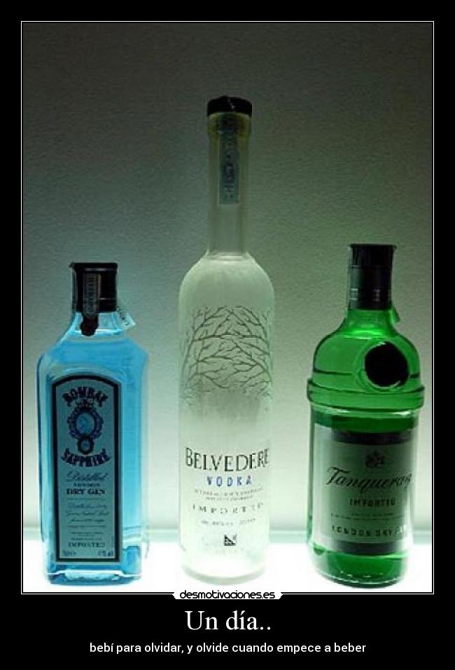 Un día.. - bebí para olvidar, y olvide cuando empece a beber