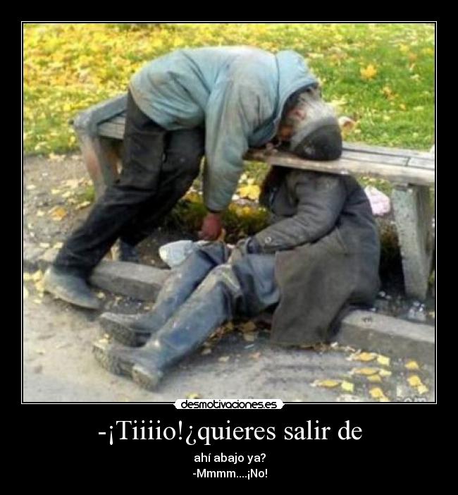-¡Tiiiio!¿quieres salir de - ahí abajo ya?
-Mmmm....¡No!