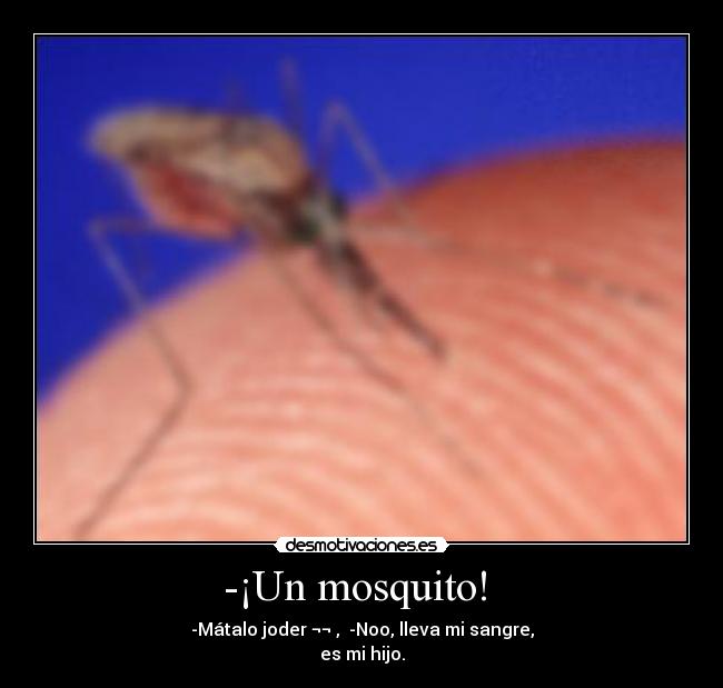 -¡Un mosquito! - -Mátalo joder ¬¬ , -Noo, lleva mi sangre,
es mi hijo.