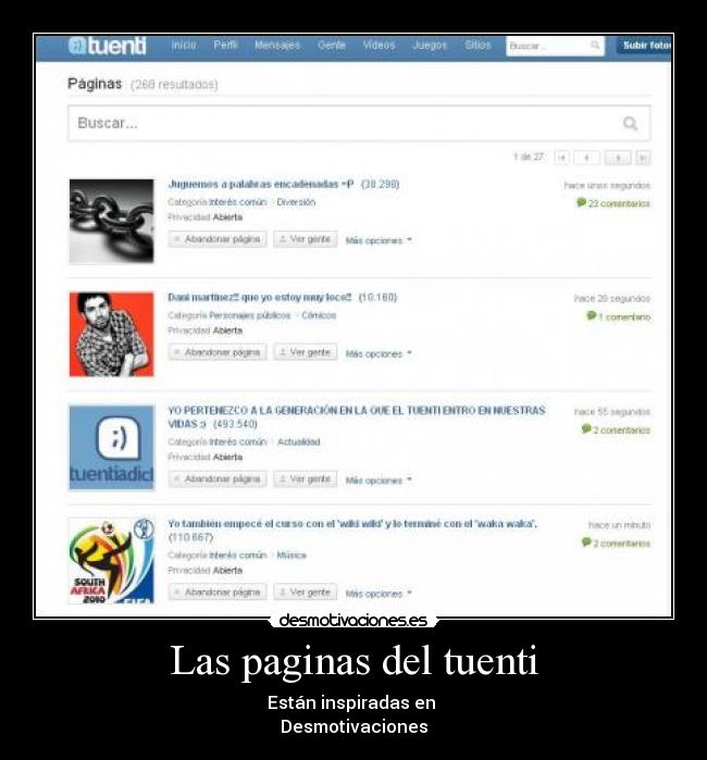 Las paginas del tuenti -