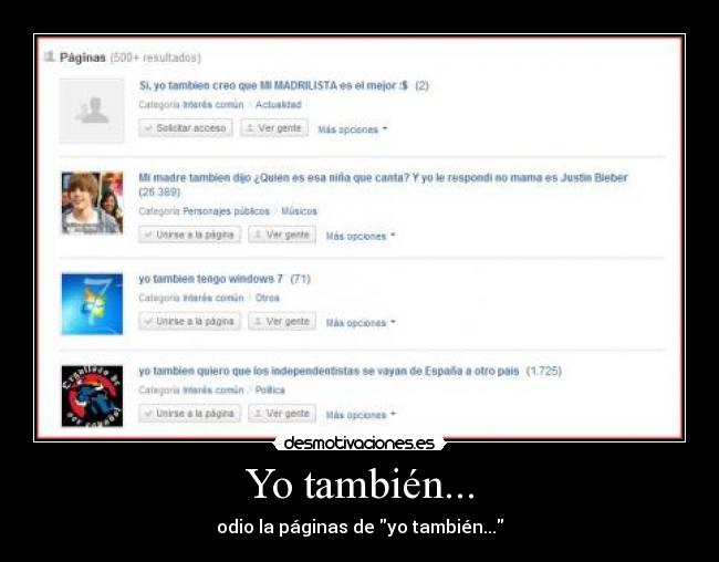 Yo también... - odio la páginas de yo también...