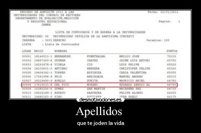 Apellidos - que te joden la vida