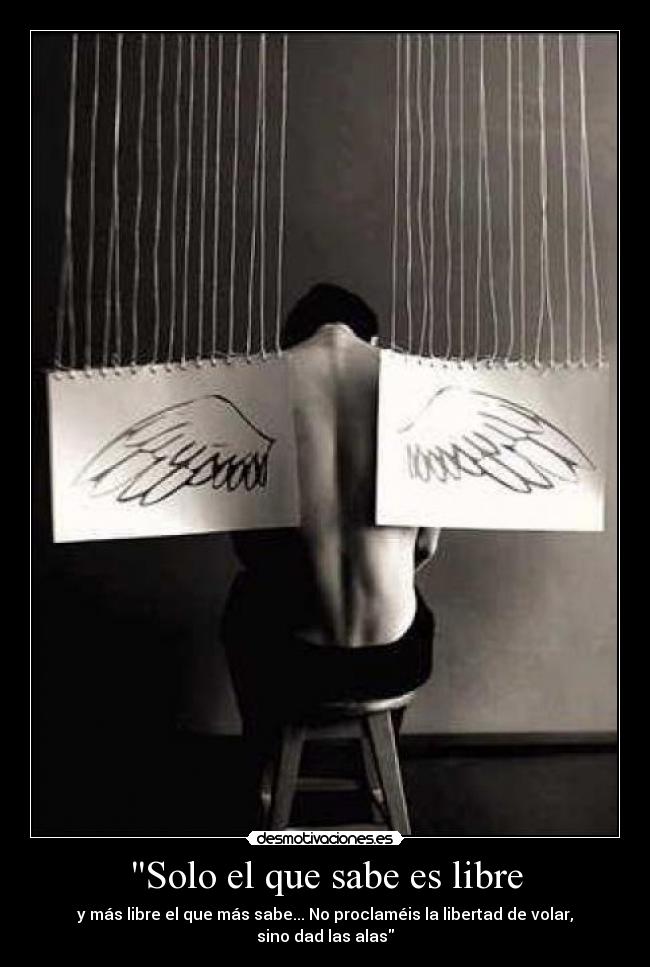 Solo el que sabe es libre - y más libre el que más sabe... No proclaméis la libertad de volar, sino dad las alas