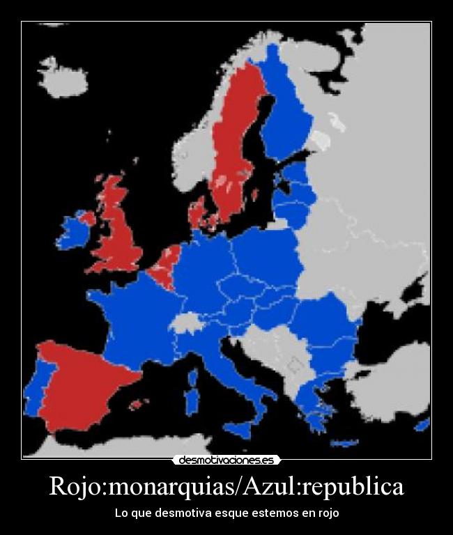 Rojo:monarquias/Azul:republica -