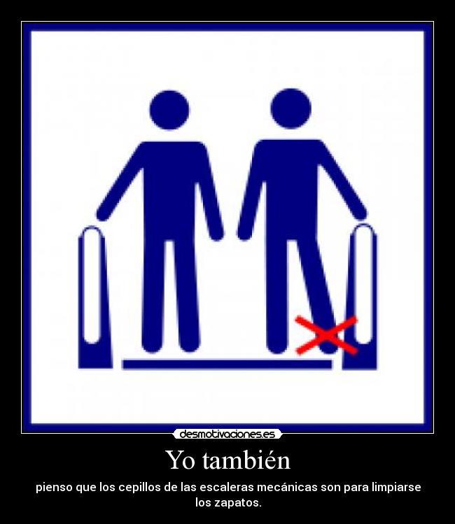 Yo también - pienso que los cepillos de las escaleras mecánicas son para limpiarse los zapatos.