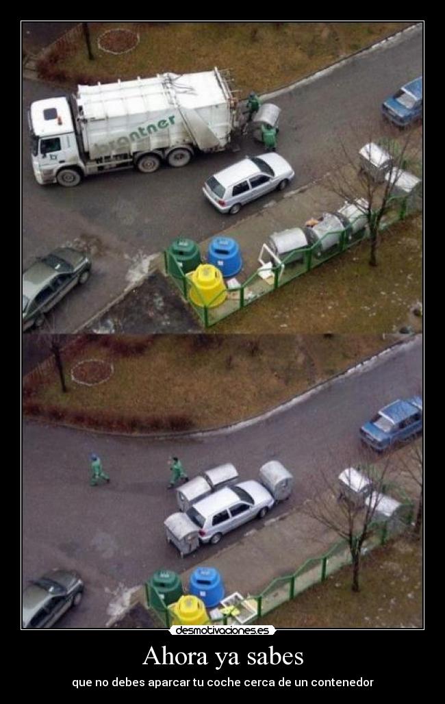 carteles coche contenedor desmotivaciones