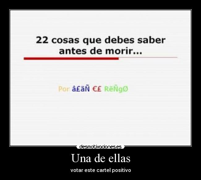 Una de ellas - votar este cartel positivo