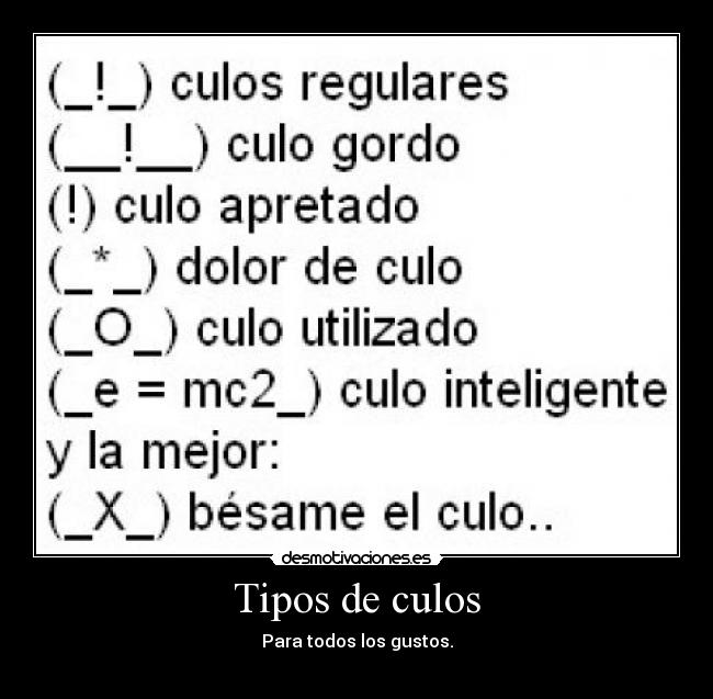 Tipos de culos - Para todos los gustos.