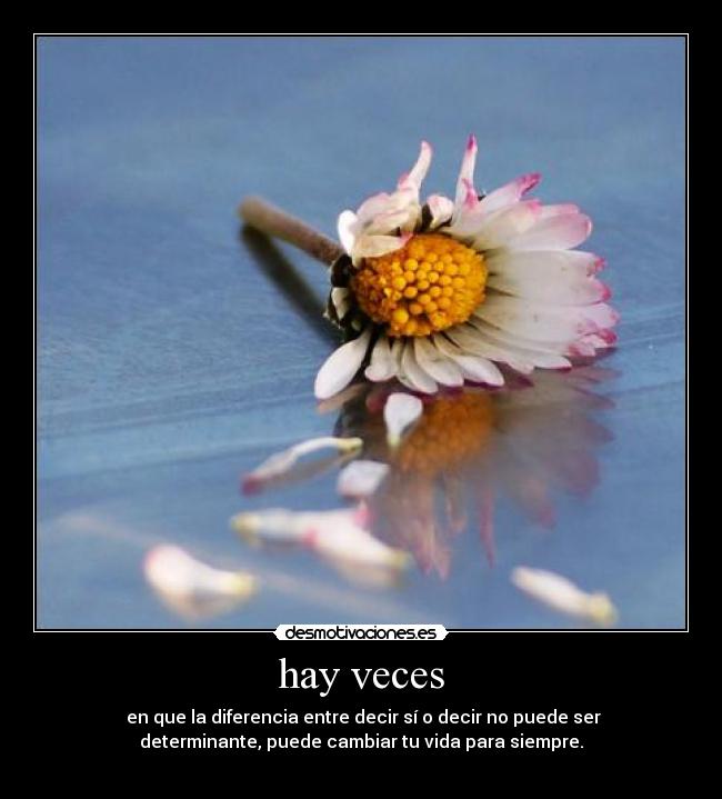 hay veces - en que la diferencia entre decir sí o decir no puede ser
determinante, puede cambiar tu vida para siempre.