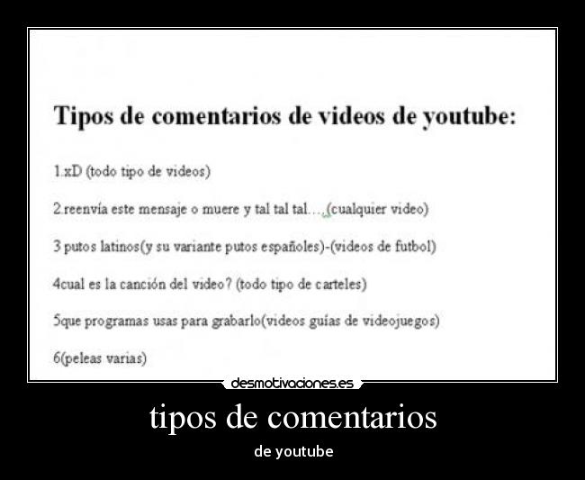 tipos de comentarios - 