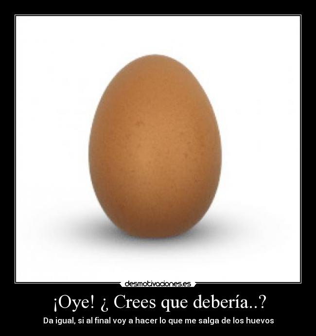 ¡Oye! ¿ Crees que debería..? - Da igual, si al final voy a hacer lo que me salga de los huevos