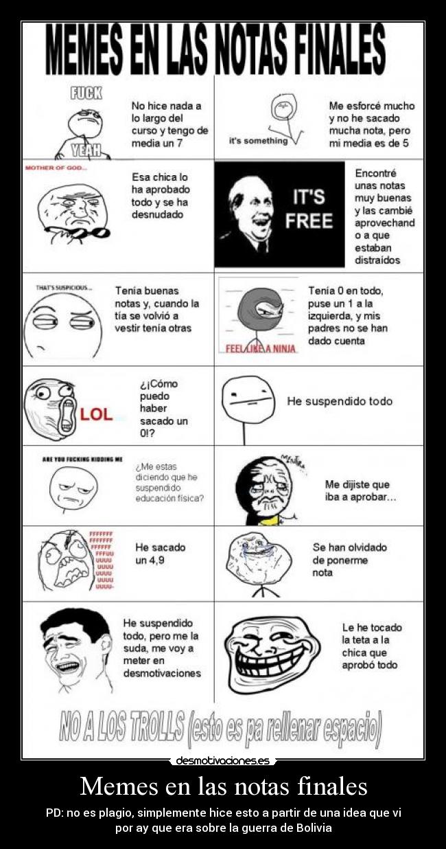 Memes en las notas finales -