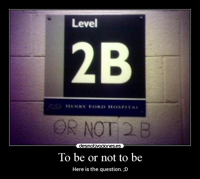 To be or not to be - Here is the question. ;D