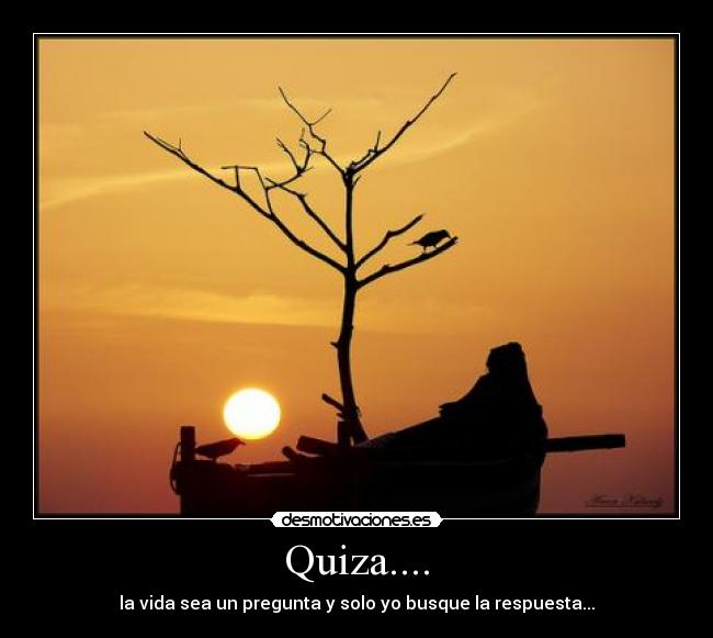 Quiza.... - la vida sea un pregunta y solo yo busque la respuesta...