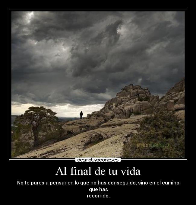 Al final de tu vida - No te pares a pensar en lo que no has conseguido, sino en el camino que has
recorrido.