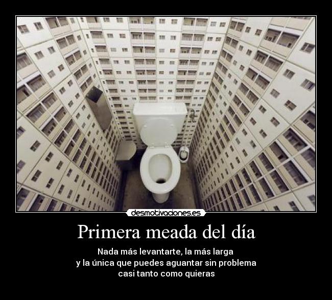 Primera meada del día - Nada más levantarte, la más larga 
y la única que puedes aguantar sin problema
casi tanto como quieras
