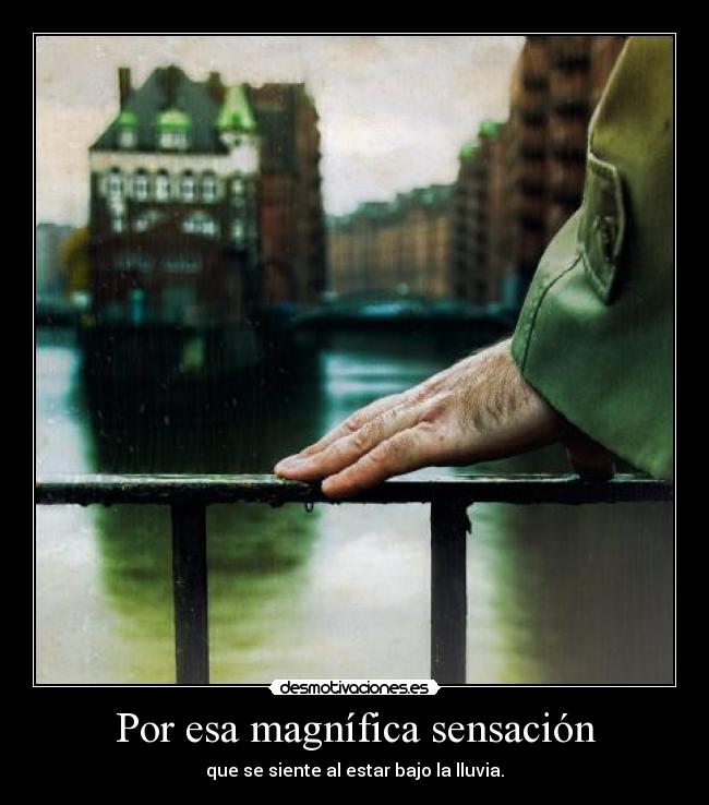 Por esa magnífica sensación - que se siente al estar bajo la lluvia.