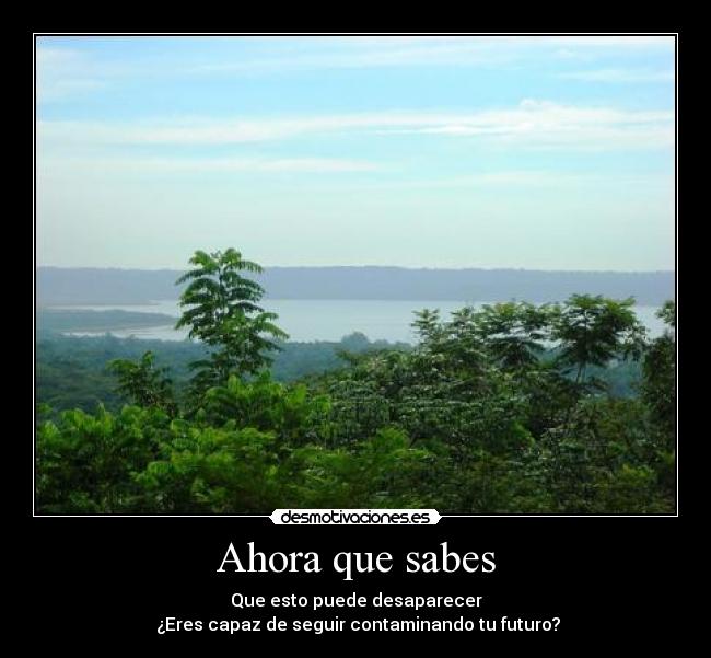Ahora que sabes - Que esto puede desaparecer
 ¿Eres capaz de seguir contaminando tu futuro?