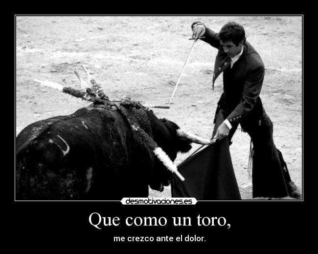 Que como un toro, - me crezco ante el dolor.