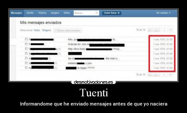 Tuenti - Informandome que he enviado mensajes antes de que yo naciera